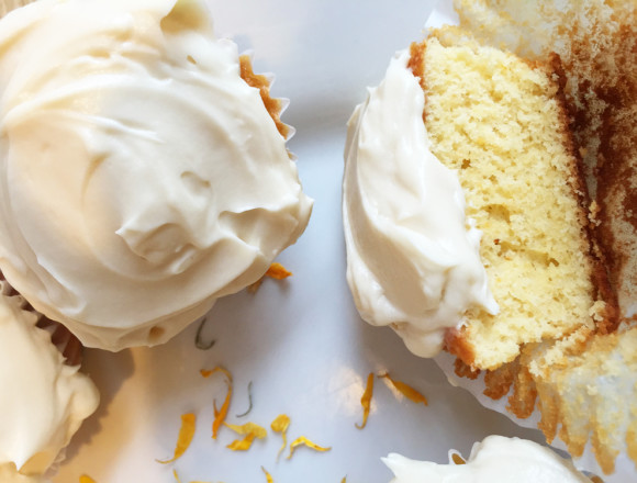 Calendula and White Chocolate Cupcakes Closer Look