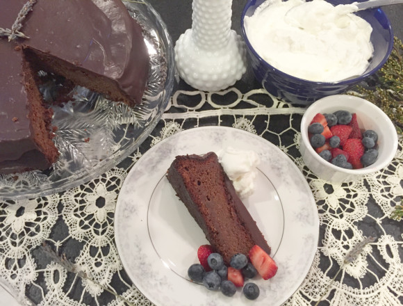 Lavender Honey Chocolate Cake Slice