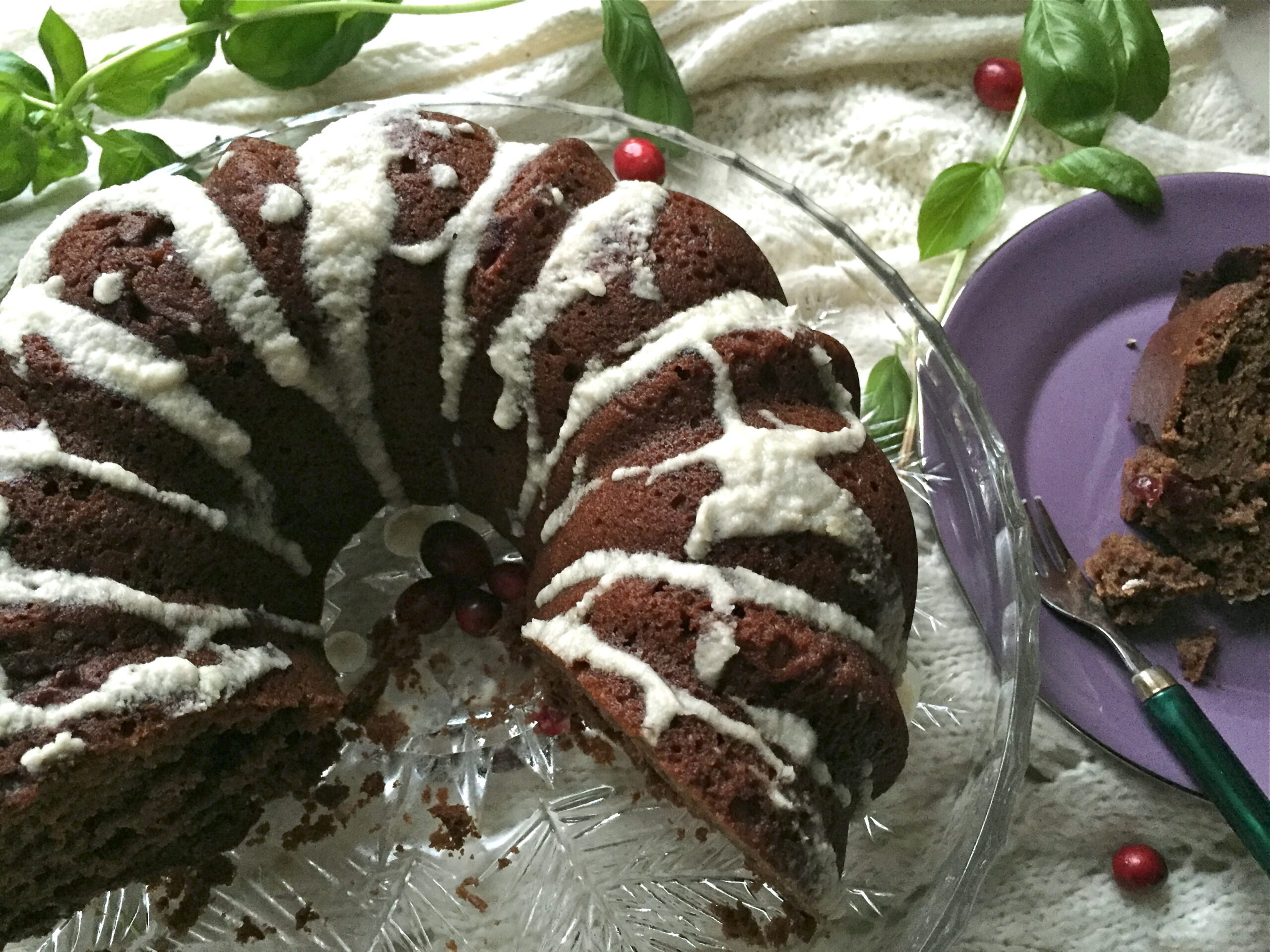 tulsi chocolate cranberry bundt