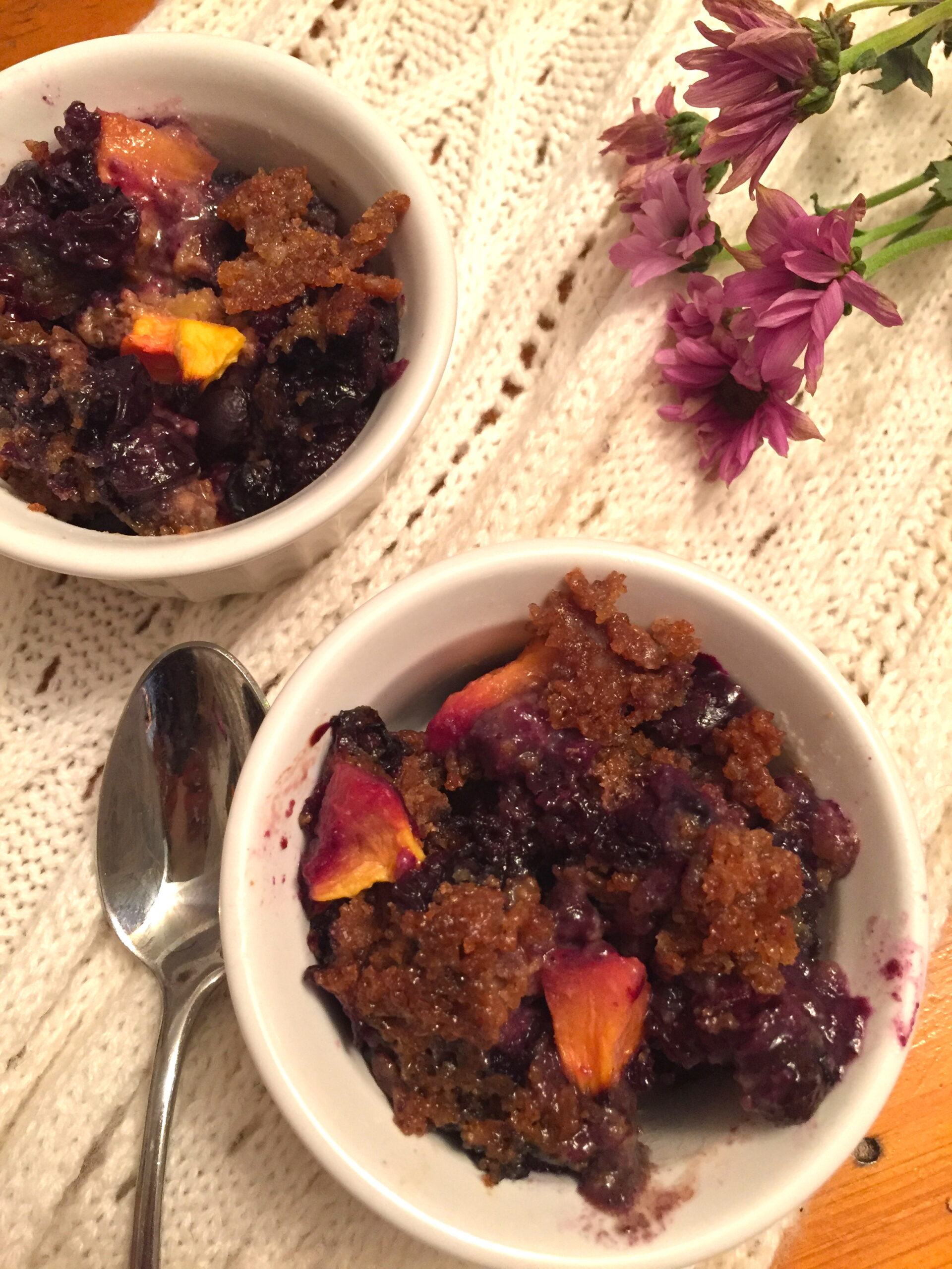 flax blueberry nectarine cobbler